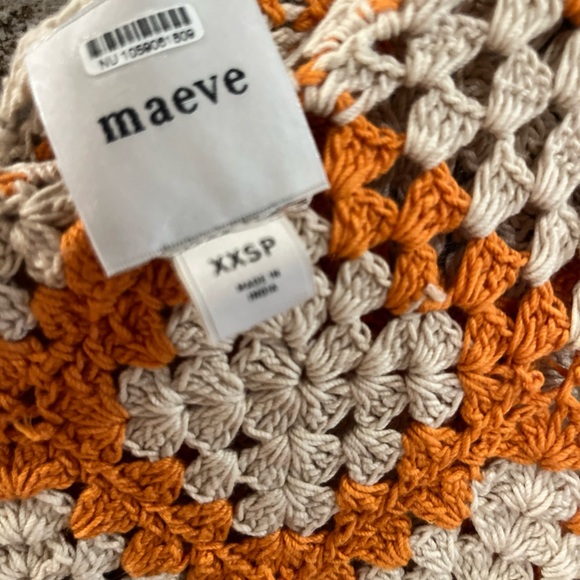 Maeve Vibrant Orange and Cream Crochet Dress - Picture 2 of 5